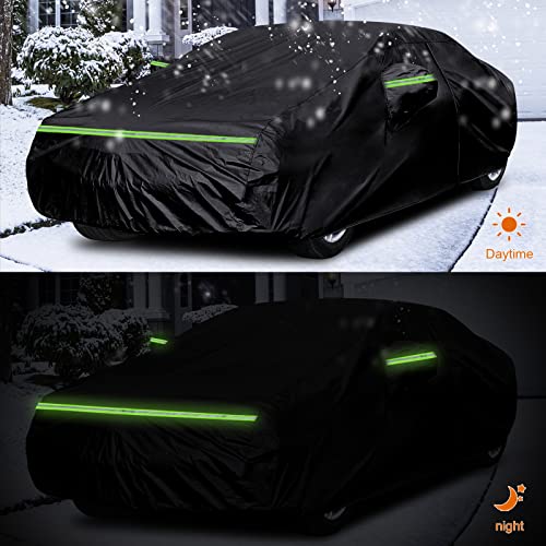 SPORTULI Waterproof Car Covers Replace for 2013-2025 Mercedes-Benz CLA 180 200 220 250, 6 Layers All Weather Car Cover with Zipper Door & Windproof Bands for Snow Rain Dust Hail Protection (CLA) - Image 4