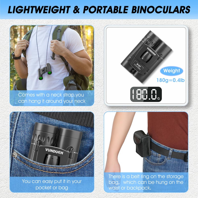 vundueh Mini Compact Binoculars for Adults and Kids - Waterproof High Powered Easy Focus Small Binocular, Ideal for Bird Watching, Hunting, Concert, Theater, Travel, Hiking, Sightseeing & Outdoor Sports - Image 5