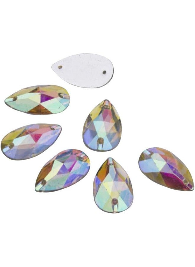 klarako Rhinestone Buttons 50 pcs 17x28mm Teardrop Shape Sew or Glue on Resin Crystals Flat Back Rhinestone for Costume - Image 1