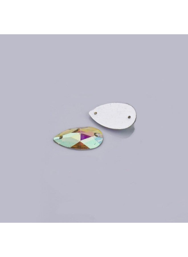 klarako Rhinestone Buttons 50 pcs 17x28mm Teardrop Shape Sew or Glue on Resin Crystals Flat Back Rhinestone for Costume - Image 2