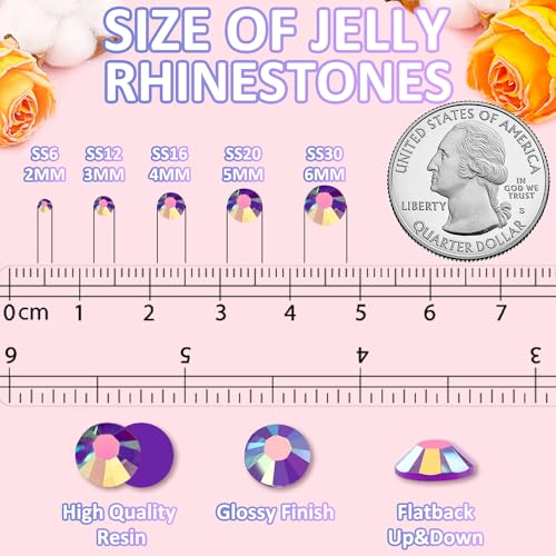TINKRSTUFF 10000Pcs 2mm Resin Jelly Rhinestones with 1Pcs 10ml B7000 Jewelry Glue for Crafting, Dark Purple AB Flatback Gems, Bedazzling Crystal Bulk for DIY Crafts Clothing Tumblers Shoes Nail Art Fabric - Image 3