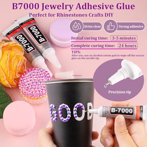 TINKRSTUFF 10000Pcs 2mm Resin Jelly Rhinestones with 1Pcs 10ml B7000 Jewelry Glue for Crafting, Dark Purple AB Flatback Gems, Bedazzling Crystal Bulk for DIY Crafts Clothing Tumblers Shoes Nail Art Fabric - Image 5