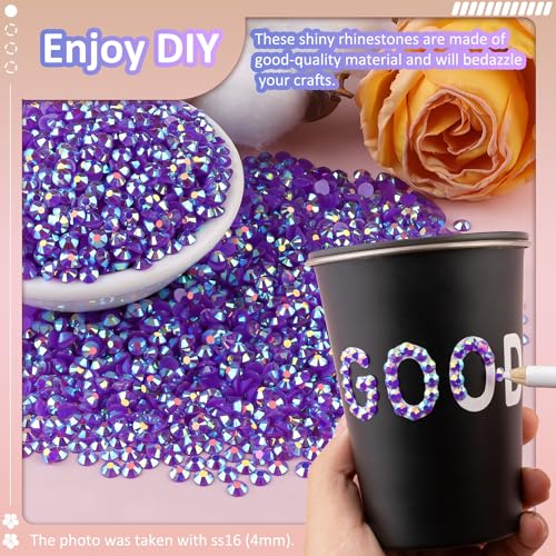 TINKRSTUFF 10000Pcs 2mm Resin Jelly Rhinestones with 1Pcs 10ml B7000 Jewelry Glue for Crafting, Dark Purple AB Flatback Gems, Bedazzling Crystal Bulk for DIY Crafts Clothing Tumblers Shoes Nail Art Fabric - Image 4