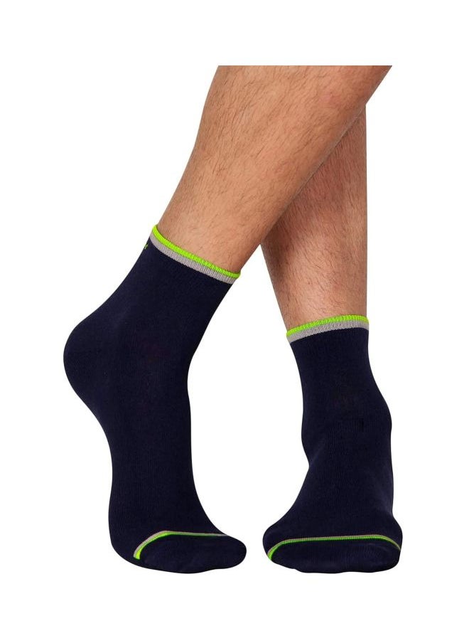 JOCKEY - Jockey Men Ankle Length Cotton Spandex And Nylon Socks 7051 01 Navy Neon and Green One Size Navy Neon And Green Red Pack of 1 - Image 1