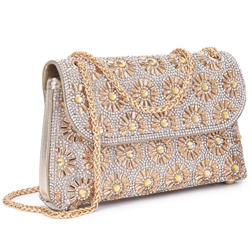 BBTT.ful Shoulder Bags Crossbody Bag Purses Handbags Crystals Rhinestone Evening Bag for Women Clutch Purse with Chain (champagne) - Image 1