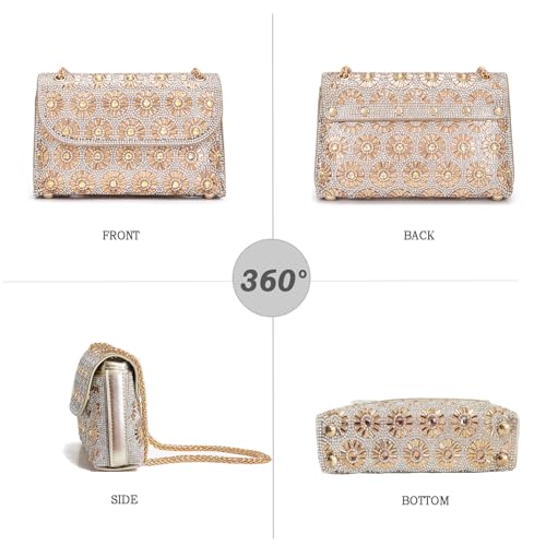 BBTT.ful Shoulder Bags Crossbody Bag Purses Handbags Crystals Rhinestone Evening Bag for Women Clutch Purse with Chain (champagne) - Image 3