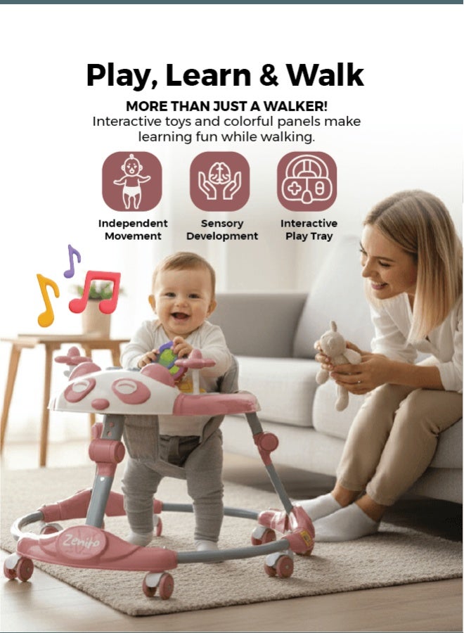 زينيث مشاية أطفال زينيتو - مساعد الخطوات الأولى متعدد الألوان | موسيقى، أضواء، ألعاب، مقعد مريح، عجلات قوية وارتفاع قابل للتعديل - Image 4