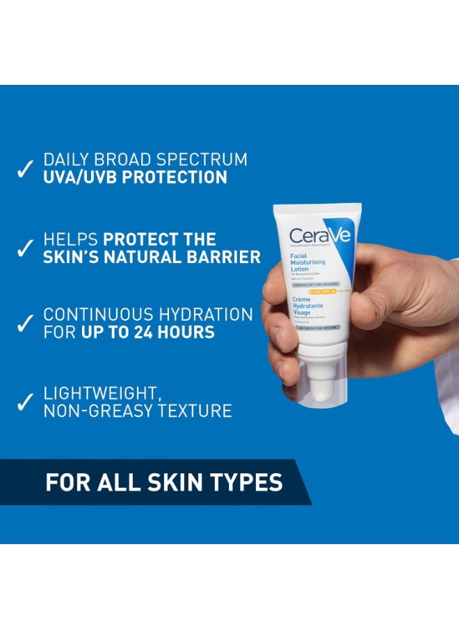 CeraVe Facial Moisturizing Lotion AM SPF 30, 3 oz, Daily Face Moisturizer with SPF.