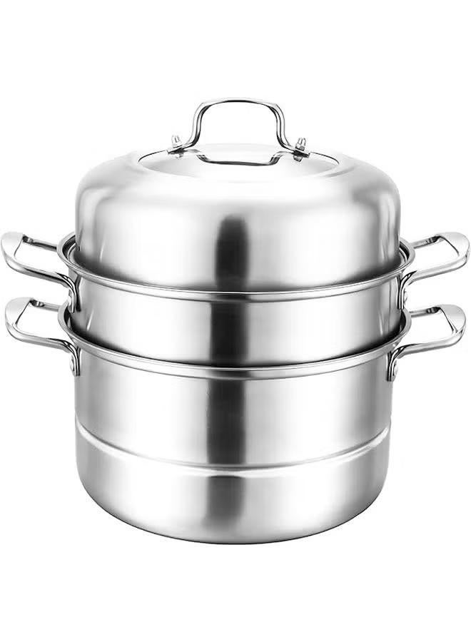Monda Multi-Tier Stainless Steel Steamer Pot with Lid – Large Capacity Soup & Cooking Pot – Durable Kitchen Cookware for Steaming Rice, Dumplings, Seafood & Vegetables - Image 1