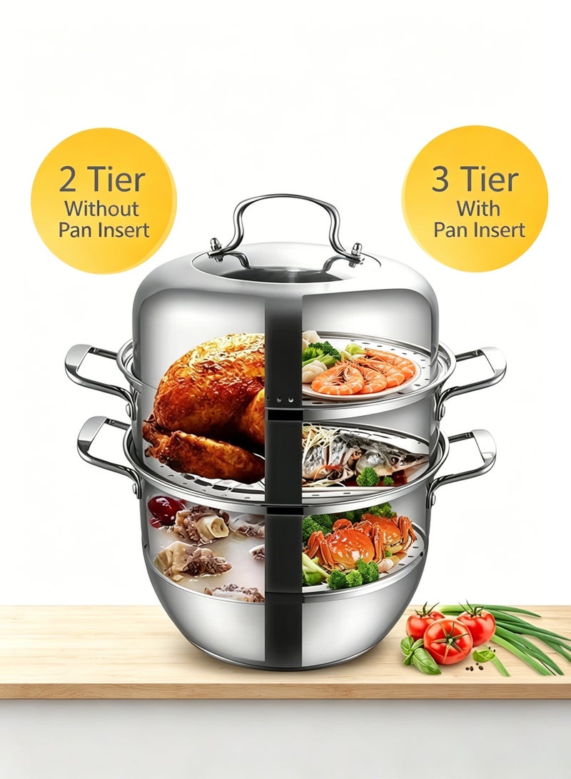 Monda Multi-Tier Stainless Steel Steamer Pot with Lid – Large Capacity Soup & Cooking Pot – Durable Kitchen Cookware for Steaming Rice, Dumplings, Seafood & Vegetables - Image 3