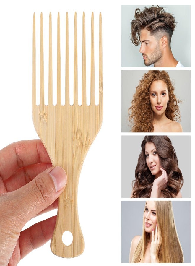 Nogeqi 2PCS Hair Pick for Black Men, Natural Bamboo Afro Pick, 9 Teeth Anti-Static Beard Picks for Men Women Curly Thick Long Hair Styling Tool - Image 5