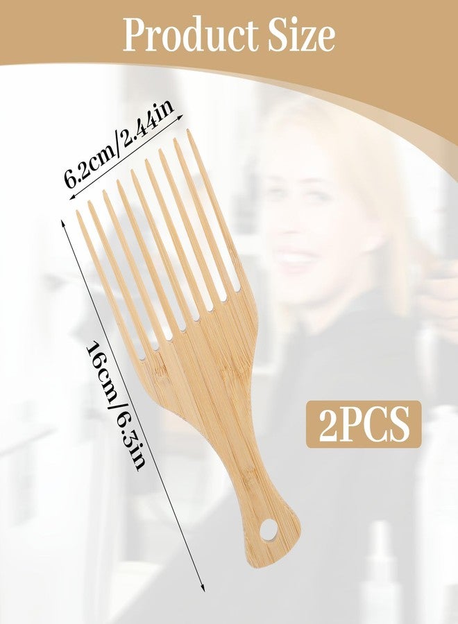 Nogeqi 2PCS Hair Pick for Black Men, Natural Bamboo Afro Pick, 9 Teeth Anti-Static Beard Picks for Men Women Curly Thick Long Hair Styling Tool - Image 3