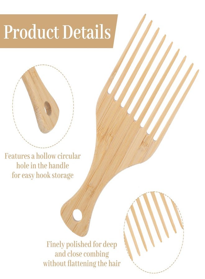 Nogeqi 2PCS Hair Pick for Black Men, Natural Bamboo Afro Pick, 9 Teeth Anti-Static Beard Picks for Men Women Curly Thick Long Hair Styling Tool - Image 4