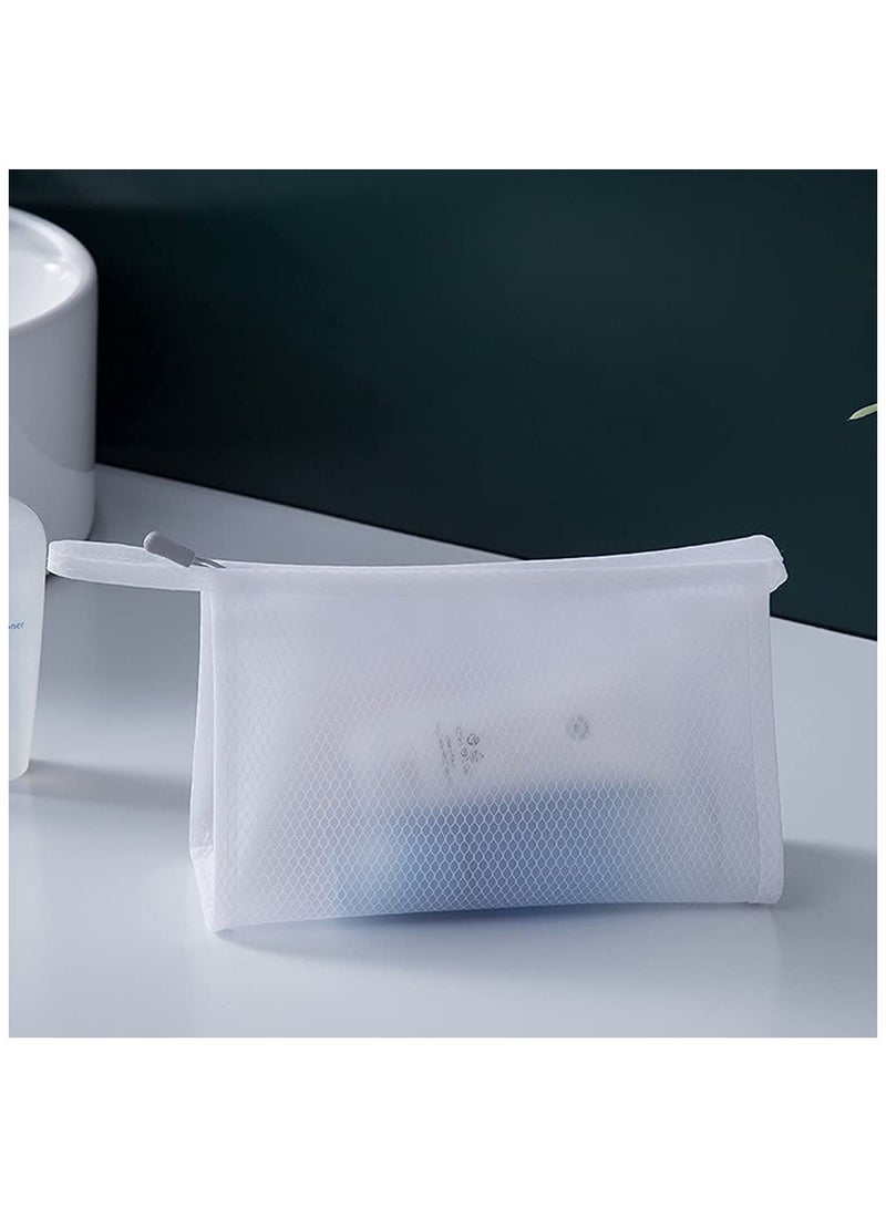 SYOSI 4 Pcs Cosmetic Cases Set, Makeup Organizer Bag Travel Case for Women, Beauty Makeup Cosmetic Accessories Organizer, White Transparent Toiletry Bags, Small Mesh Bag with Zippers (white) - Image 5