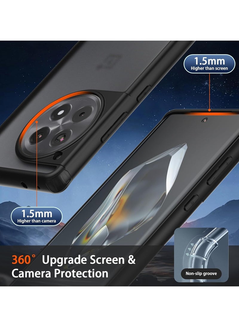 AROAQ Shield Frosted Acrylic Back Shock Proof Case Cover for OnePlus 12 (Black) - Image 3