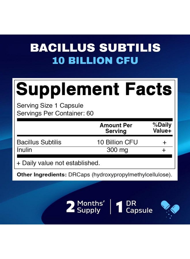 Vitamatic Bacillus Subtilis 10 Billion per DR Capsule - 60 Count - Digestive, Gut & Immune Health Support - Made with Prebiotic Inulin Fiber - Image 2