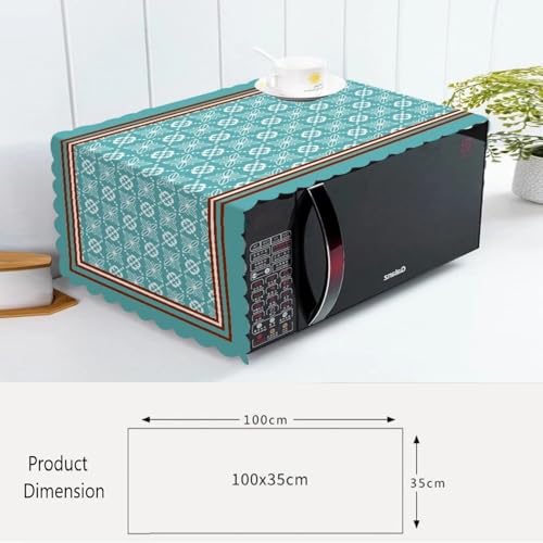 STUTI WORLD Microwave Cover for Kitchen Decor, Dustproof Waterproof Modern Design Kitchen Oven Cover,Attractive Decorative Dust Proof Appliance Top Cover (SKY BLUE) - Image 2