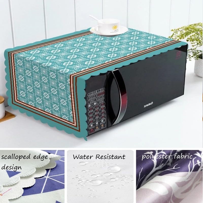 STUTI WORLD Microwave Cover for Kitchen Decor, Dustproof Waterproof Modern Design Kitchen Oven Cover,Attractive Decorative Dust Proof Appliance Top Cover (SKY BLUE) - Image 3