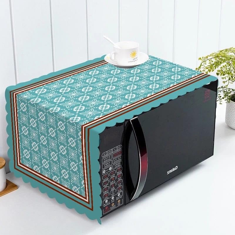STUTI WORLD Microwave Cover for Kitchen Decor, Dustproof Waterproof Modern Design Kitchen Oven Cover,Attractive Decorative Dust Proof Appliance Top Cover (SKY BLUE) - Image 1