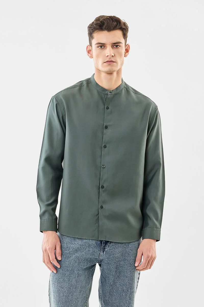 سنيتش Green Solid Long Sleeve Oversized Shirt