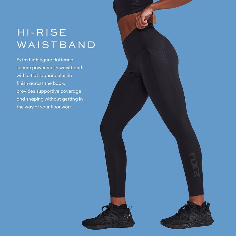 2XU Women's Form Stash Hi-Rise Compression Tight - Performance Activewear for Training, Improved Recovery - Black/Black - Image 5