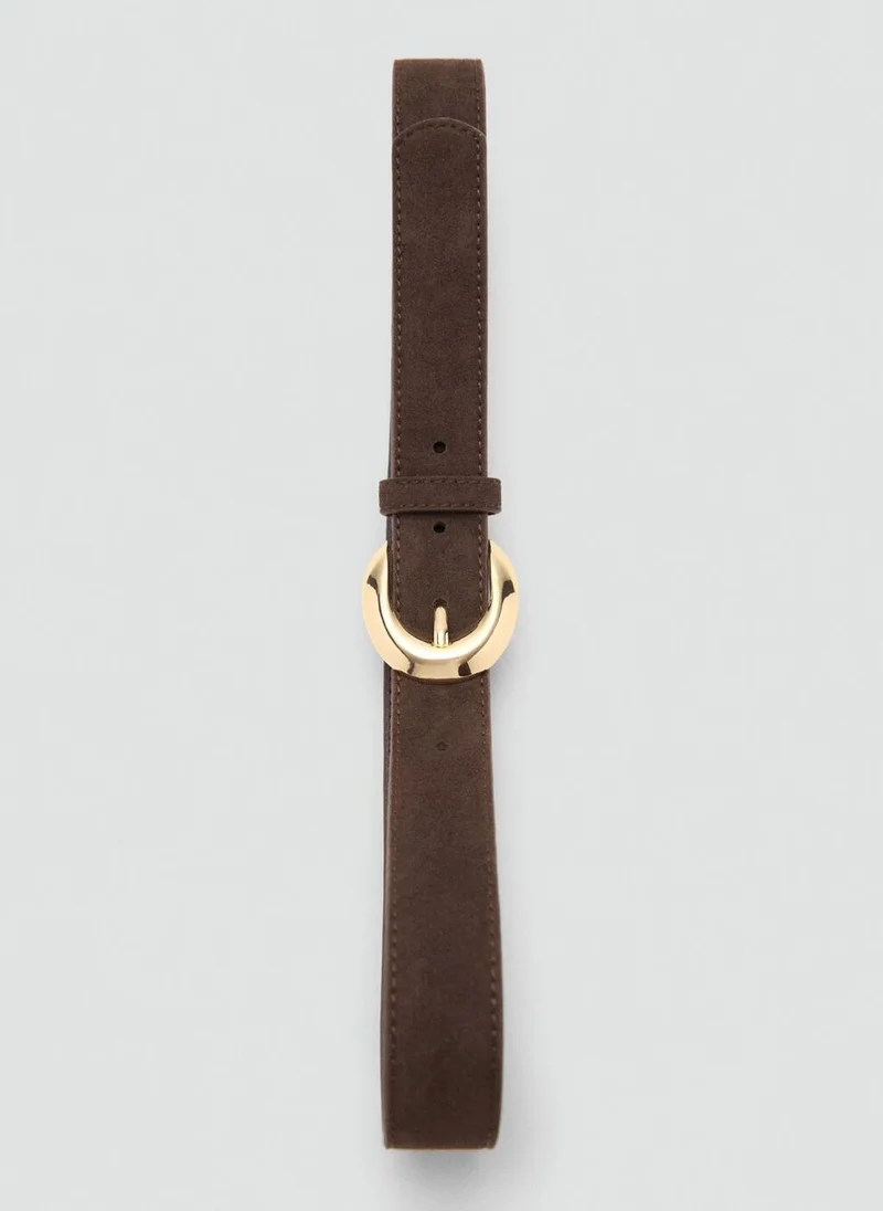 مانجو Leather Belt With Oval Buckle