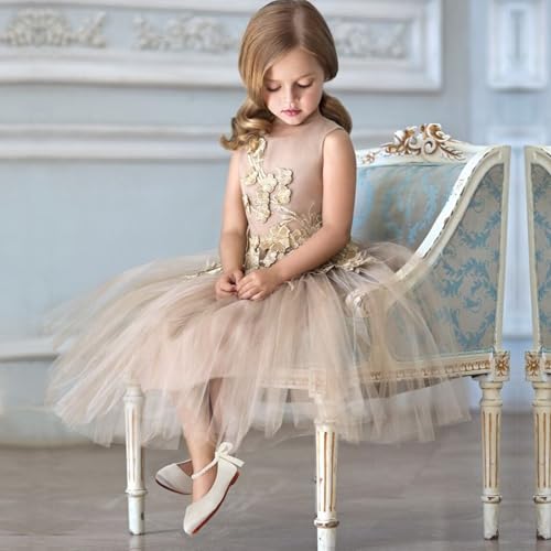 MEJORMEN Toddler Girls Flower Girl Shoes, Mary Jane Ballet Flats with Pearl Ankle Strap, Princess Dress Shoes for Wedding Party School - Image 2