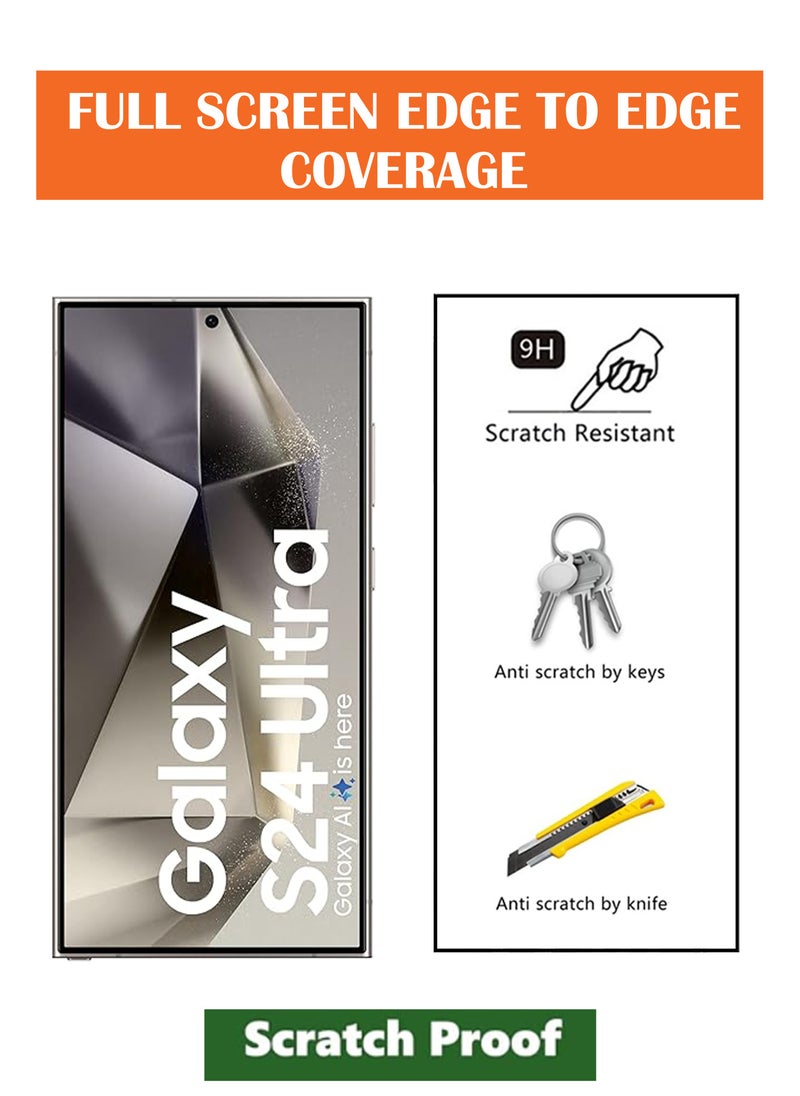 Generic - For Samsung Galaxy S24 Ultra - Fingerprint Unlock Compatibe Tempered Glass Screen Protector - Advanced Border-Less Full Edge to Edge ,Shatterproof , High Responsiveness , Higher Transparency , Quick to Install ,Anti-scratch and Bubble-free Screen Protector [100% Fingerprint Unlock]- Black - Image 1