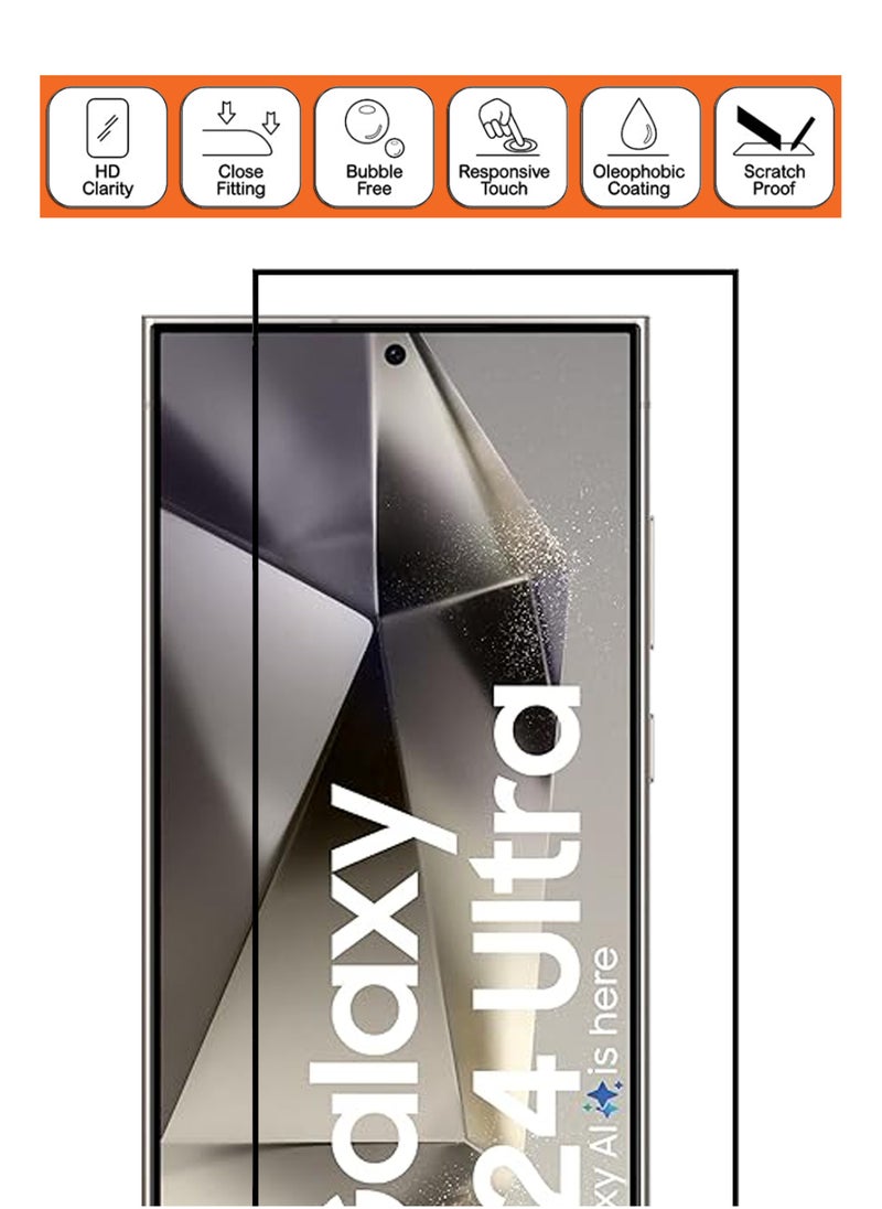 Generic - For Samsung Galaxy S24 Ultra - Fingerprint Unlock Compatibe Tempered Glass Screen Protector - Advanced Border-Less Full Edge to Edge ,Shatterproof , High Responsiveness , Higher Transparency , Quick to Install ,Anti-scratch and Bubble-free Screen Protector [100% Fingerprint Unlock]- Black - Image 1