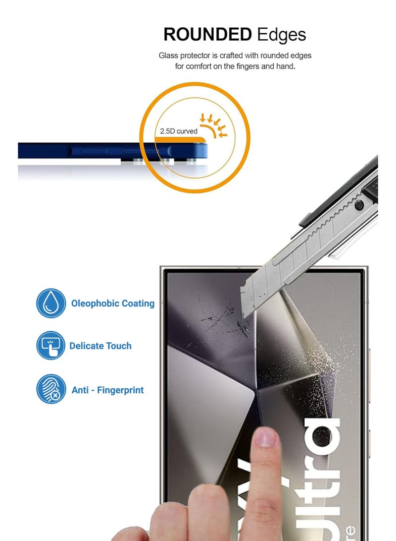For Samsung Galaxy S24 Ultra - Tempered Glass Screen Protector - Advanced Border-Less Full Edge to Edge ,Shatterproof , High Responsiveness , Higher Transparency , Quick to Install ,Anti-scratch and Bubble-free Screen Protector - Image 3
