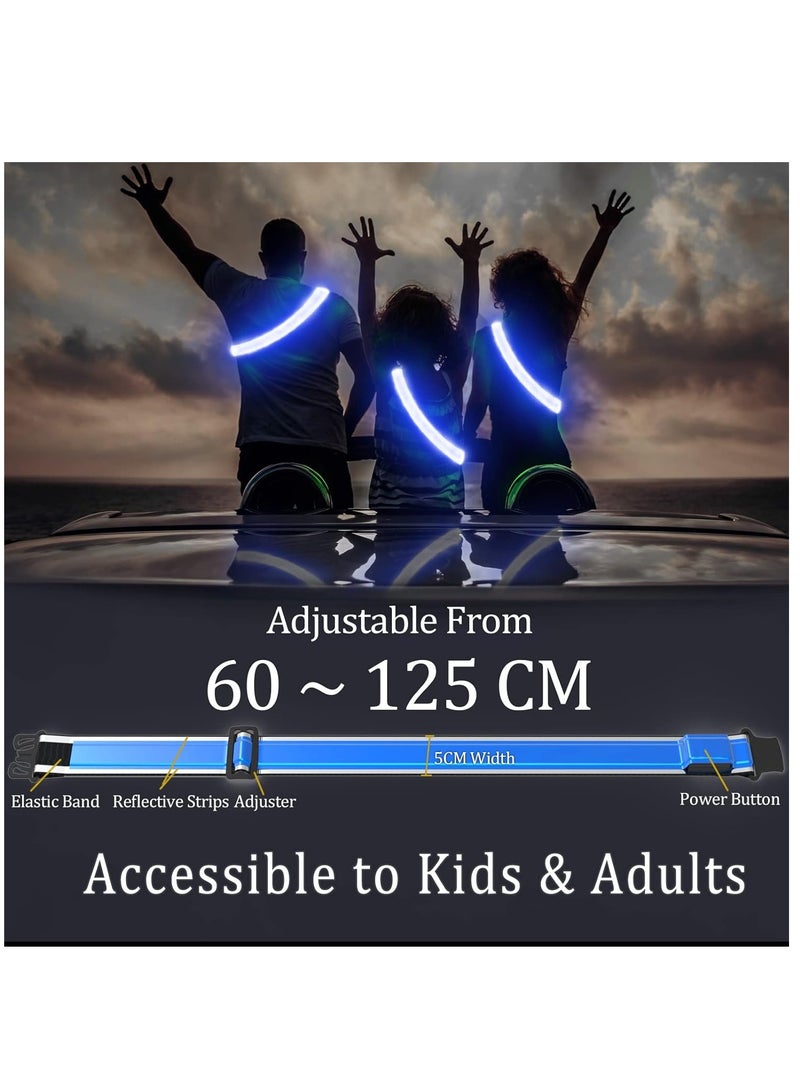 Meetion High Visibility USB-C Rechargeable LED Running Lights for Runners, 360 Reflective LED Light Up Running Vest Gear for Walking at Night (Blue)  - Image 2