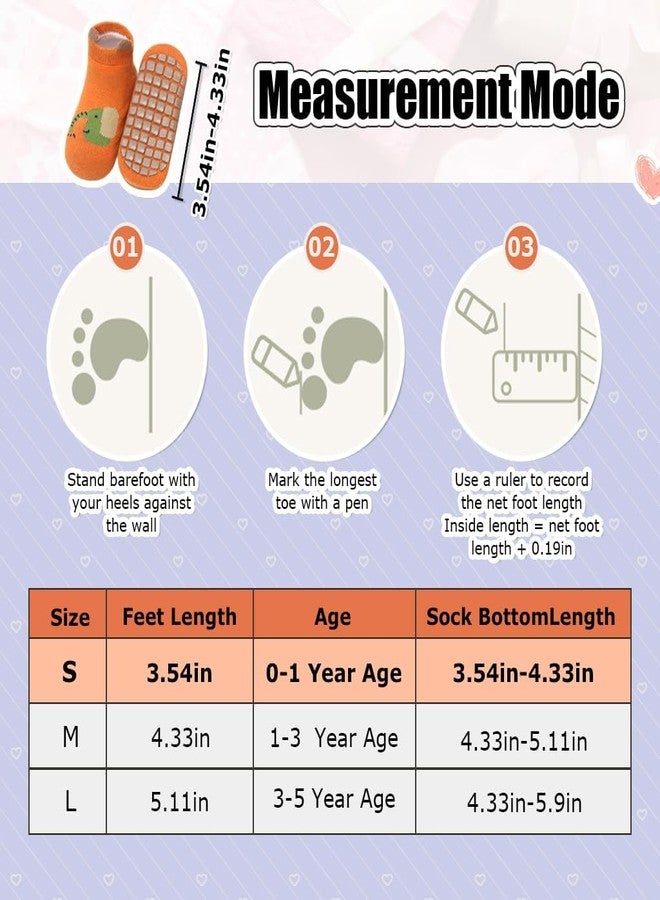 Bindex Anti Slip Socks For Baby 5 PCS Set Socks with Non Skid Soles Infants Socks for Toddler Baby Girls Boys 0-12 Months Baby Shower Gifts - Image 3