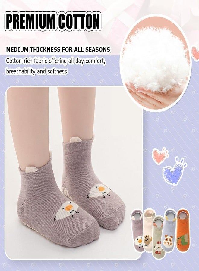 Bindex Anti Slip Socks For Baby 5 PCS Set Socks with Non Skid Soles Infants Socks for Toddler Baby Girls Boys 0-12 Months Baby Shower Gifts - Image 2