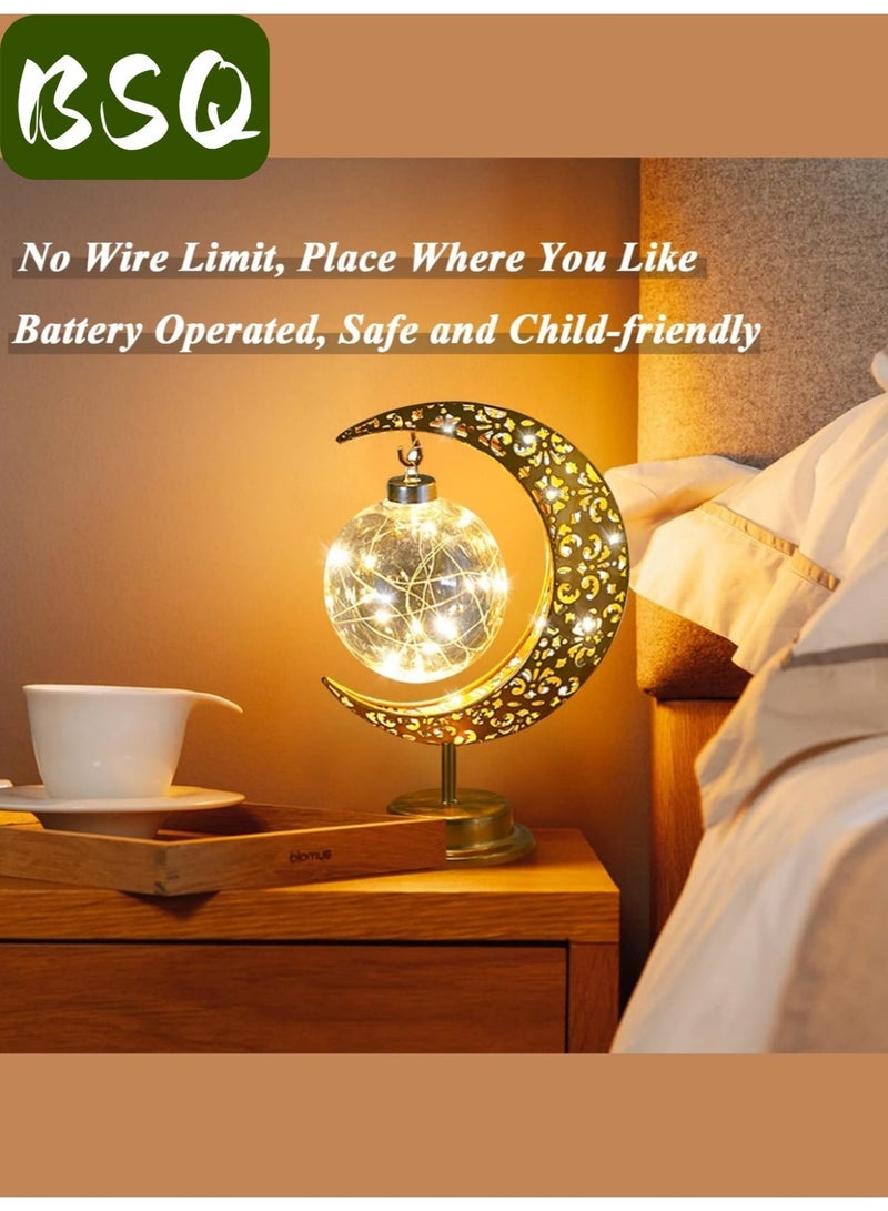 BSQ Ramadan Decorative LED Lights | Moon and Star Table Lamp | Moon Lamp | Magic Moon Lamp | Bedroom Half-Moon Lamp | Wireless Ramadan Moon-Shaped Table Lamp | Bedside Night Light | Suitable for Bedroom, Dining Room, Living Room, Party, Children's Room, and Office Decoration - Image 2
