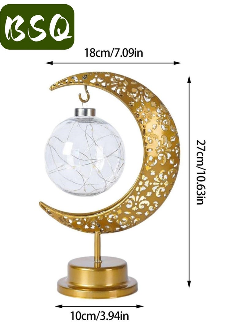 BSQ Ramadan Decorative LED Lights | Moon and Star Table Lamp | Moon Lamp | Magic Moon Lamp | Bedroom Half-Moon Lamp | Wireless Ramadan Moon-Shaped Table Lamp | Bedside Night Light | Suitable for Bedroom, Dining Room, Living Room, Party, Children's Room, and Office Decoration - Image 4