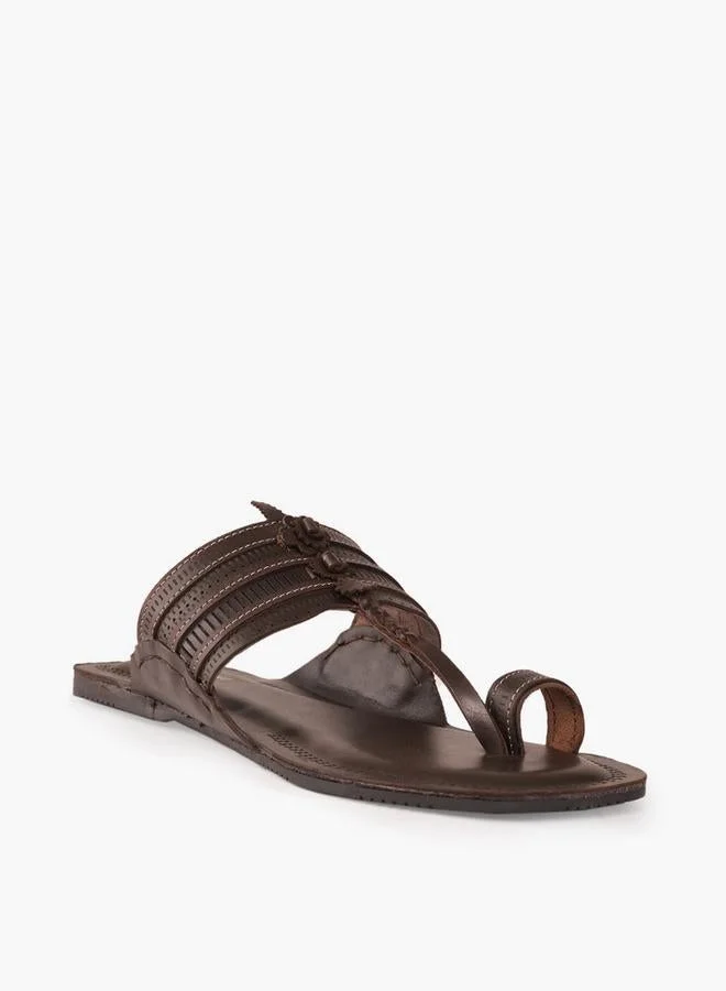 Duchini Men Perforated Strap Leather Comfort Sandals