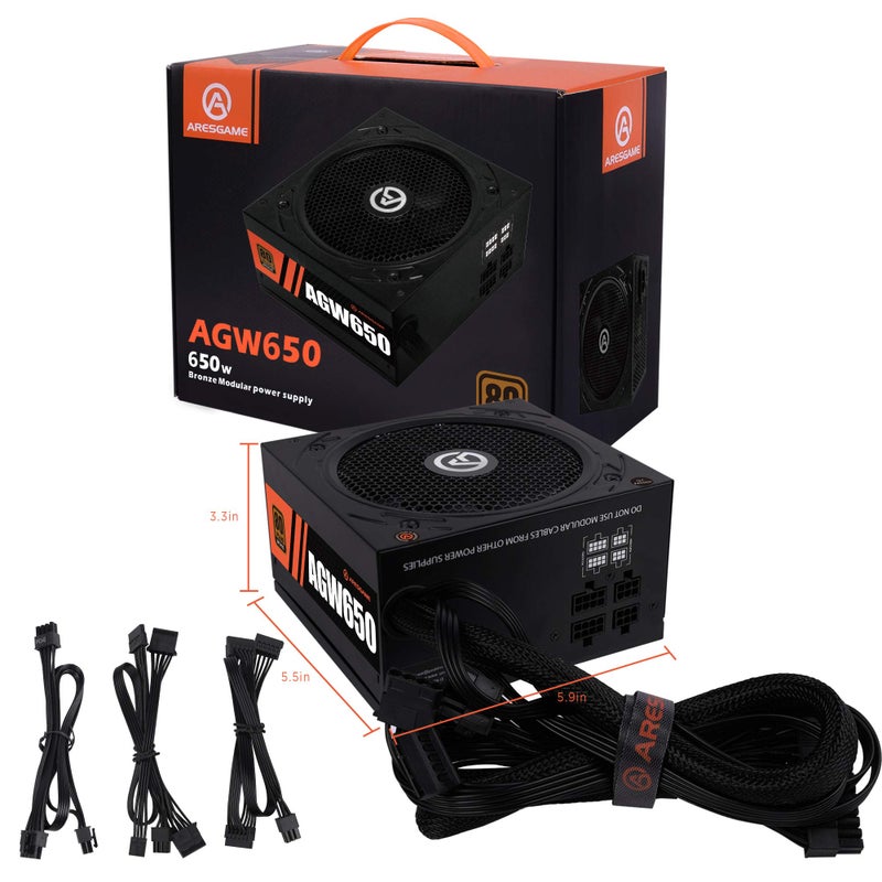 ARESGAME Power Supply 650W 80+ Bronze Certified PSU (ARESGAME, AGW650) - Image 5