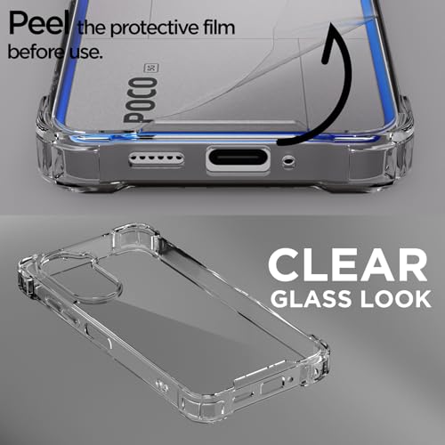 Pikkme Back Cover for Poco M7 Plus 5G PC + TPU Clear Transparent Raised Edges Shockproof Protective Phone Bumper Case(Transparent) - Image 3