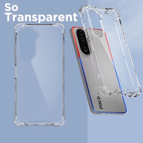 Pikkme Back Cover for Poco M7 Plus 5G PC + TPU Clear Transparent Raised Edges Shockproof Protective Phone Bumper Case(Transparent) - Image 2