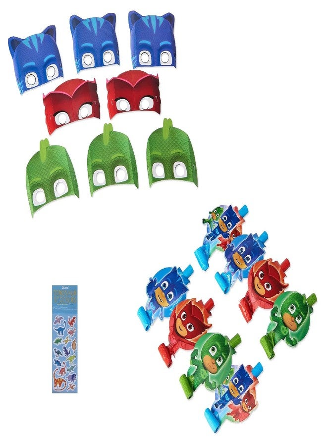 Amscan PJ Masks Birthday Party Supplies Bundle includes 8 Party Paper Masks, 8 Party Blowouts, 1 Dinosaur Sticker Sheet - Image 5