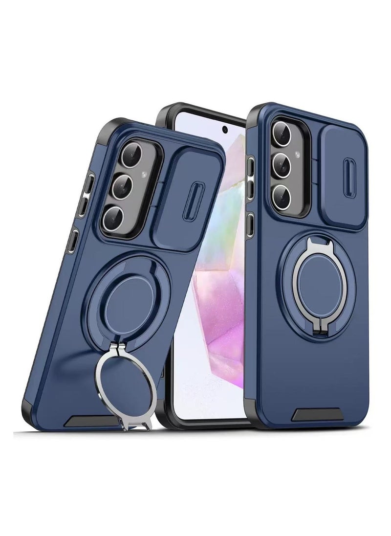 DKNG Samsung Galaxy A56 Case, Specially Designed for Galaxy A56 5G Phone Case, Heavy Duty Shockproof Case, Phone Holder with Ring and Camera Lens Protector Sliding Window CaseBlue  - Image 1