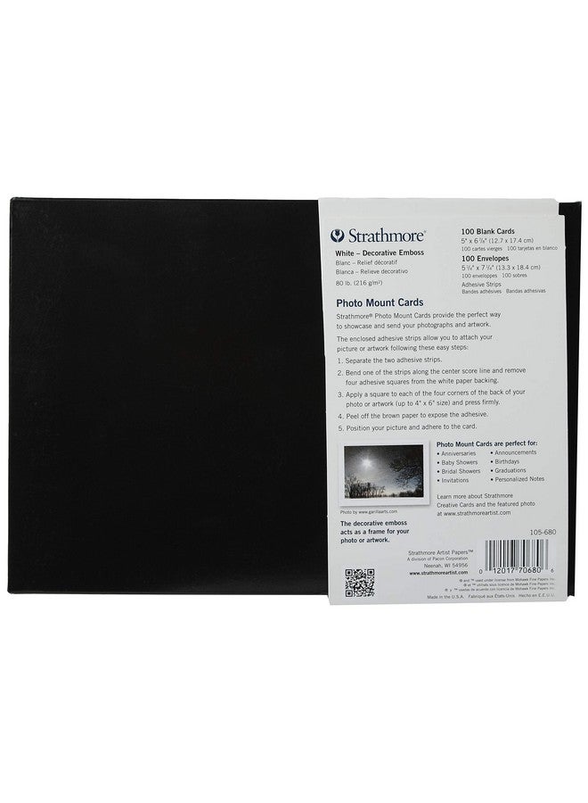 Strathmore Strathmore 105-680 Photo Mount Cards, White Decorative Embossed Border, 100 Cards & Envelopes  - Image 2