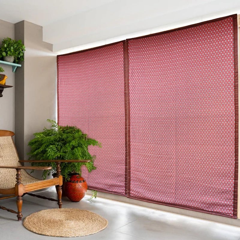 Aangad Bamboo Curtain with Parachute Nylon Fabric 100 Waterproof 98 Light Blockage 97 Micro Dust Proof Curtain Ideal for Office Outdoors Home 4 ft X 7 Ft - Image 1