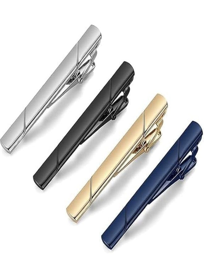 ZOCKRIX 4pcs Tie Clips for Men – Formal Metal Necktie Bar Clasp Set with Gift Box, Classic Tie Pins for Business, Wedding, Office & Suit Accessories - Image 1