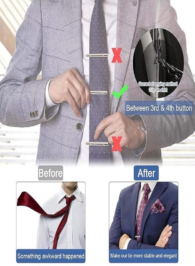 ZOCKRIX 4pcs Tie Clips for Men – Formal Metal Necktie Bar Clasp Set with Gift Box, Classic Tie Pins for Business, Wedding, Office & Suit Accessories - Image 3
