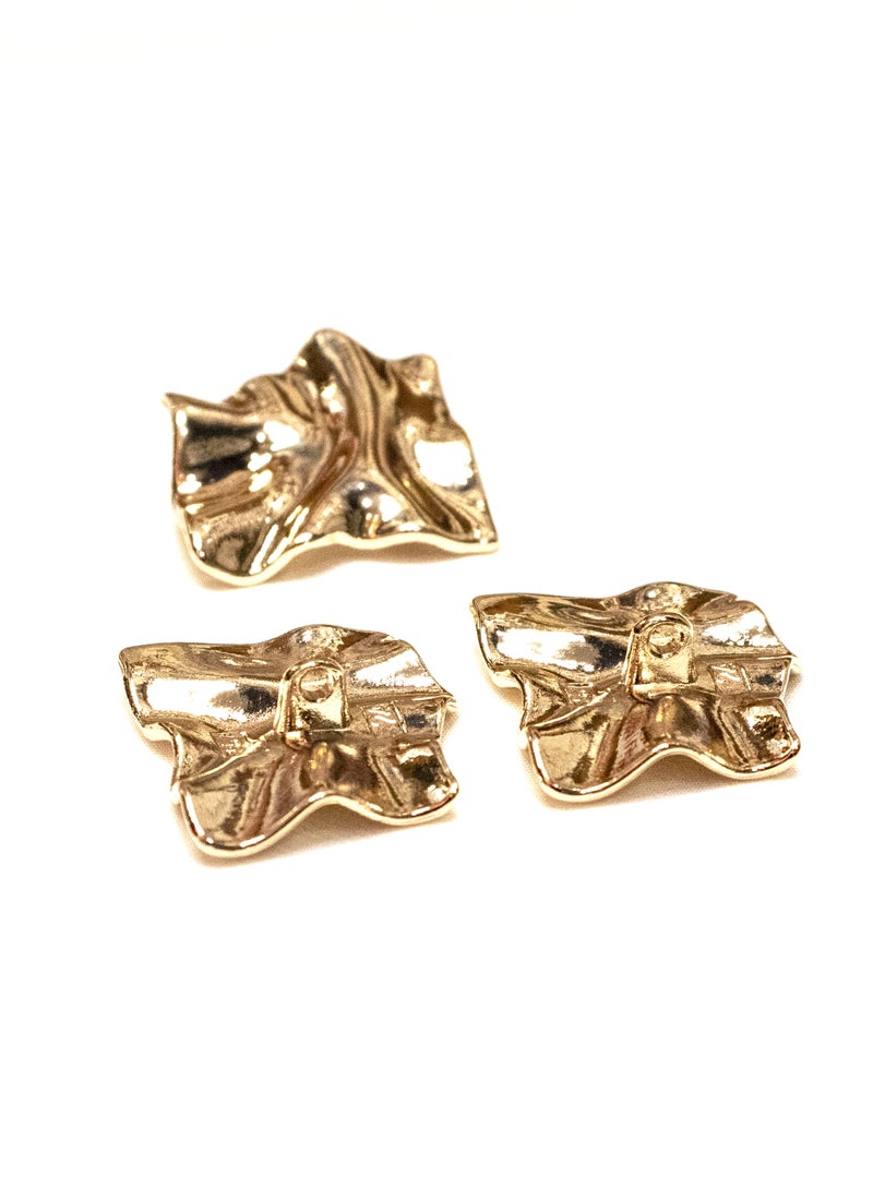 6 قطع من الأزرار المعدنية المربعة المجردة باللون الذهبي المعدني - أزرار زخرفية مقاس 24 مم للسترات والمعاطف والحرف اليدوية - Image 3