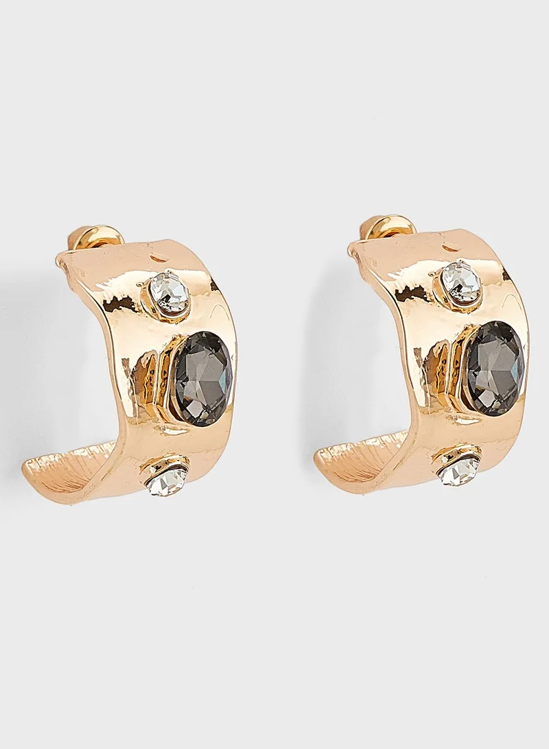 Ginger Jewelled Wavy Hoop Earrings