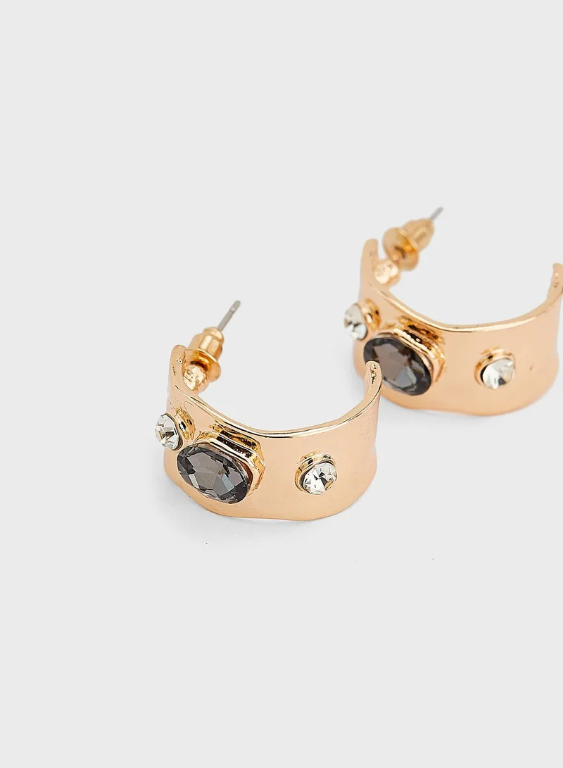 Ginger Jewelled Wavy Hoop Earrings