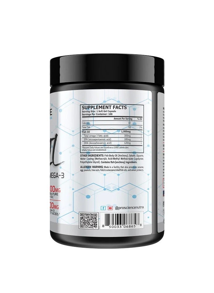 Proscience Nutra - ProScience Nutra Ultra Pure Fish Oil OMEGA-3 1000 mg 100 servings - Image 1