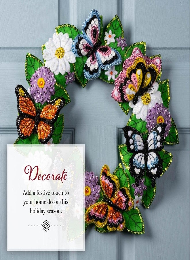 Bucilla Felt Applique Wreath Making Kit, Butterfly Bliss, Perfect for DIY Arts and Crafts, 89636E - Image 4